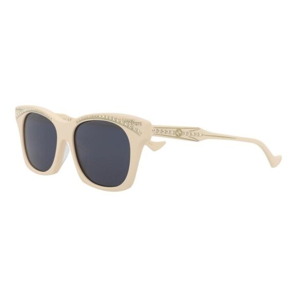 New Authentic Gucci Womens Cat Eye Ivory Ivory Blue Fashion Designer Sunglasses - Picture 1 of 5